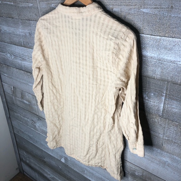 J Jill beige cotton grid button down lightweight shirt - Picture 4 of 4